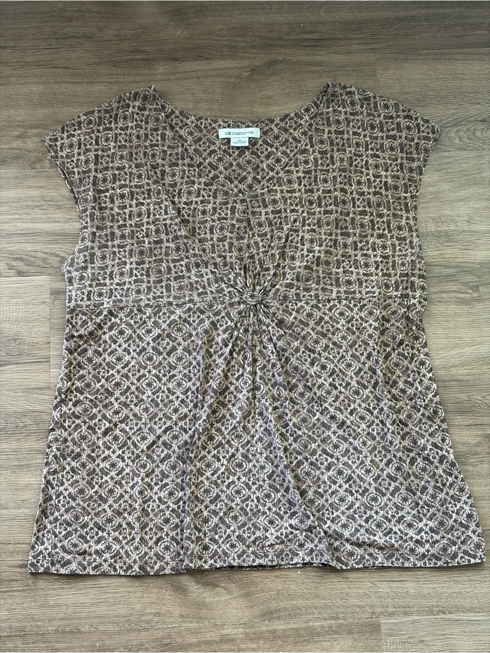 Liz Claiborne Patterned Twist V-Neck Blouse Women’s XL